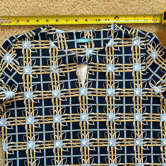 J. McLaughlin Top Women's S Navy Spring Picnic Catalina Cloth Nautical Floral - Picture 6 of 10